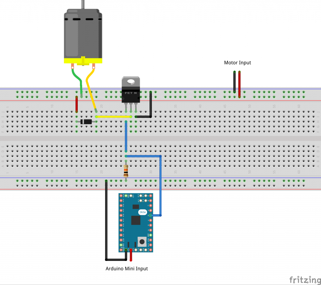 Drive a motor using an Arduino and a MOSFET