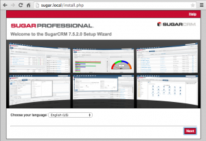 Sugar Installation Screen