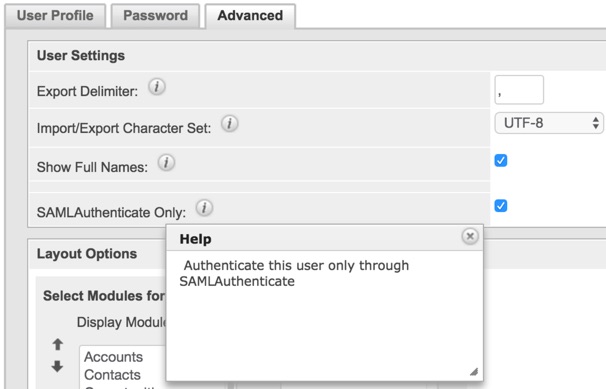 Sugar SamlAuthenticate Only User