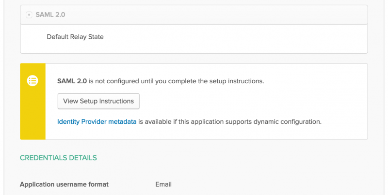 Okta Sugar App Settings